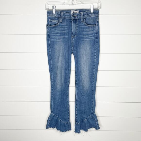 PAIGE Denim - Paige Merritt Flounce Ruffle Hem Cropped Jeans Medium Wash Size 25